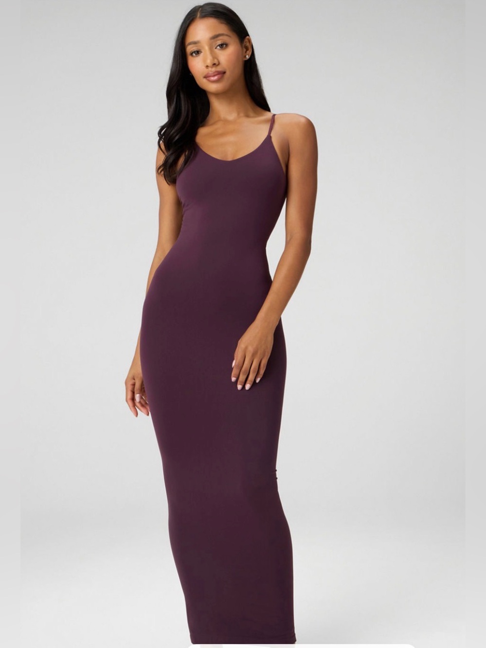 Fabletics Strappy Seamless Maxi Dress Small Oxblood Burgundy Bodycon Minimal